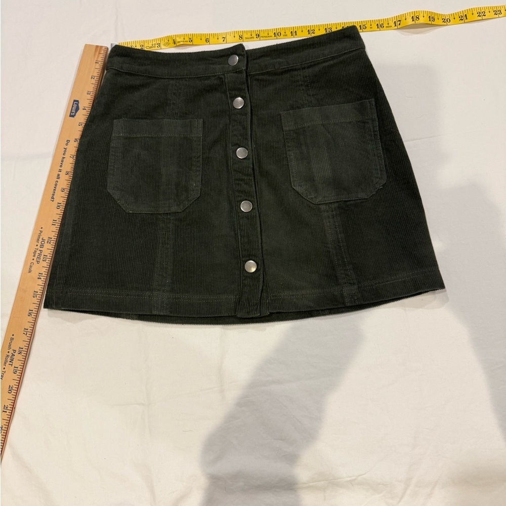 Victoria + Sophia Corduroy Mini Skirt Button Front Green Medium Y2K - Picture 4 of 10